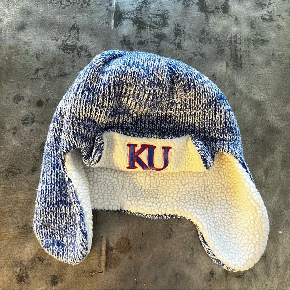Blue and White Knit Hat